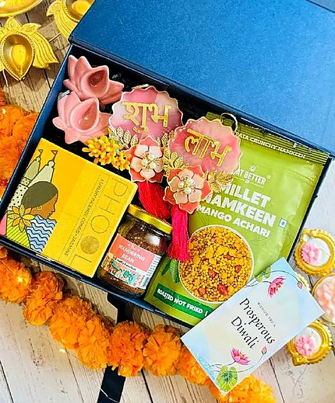 Shubhodaya — Magnetic flip box with handcrafted Shubh Labh hanging & lotus diyas