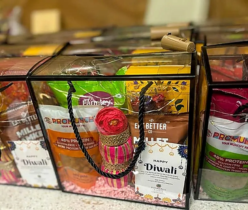 Ullas — Celebratory Happy Diwali chocolate box with dumbroo diyas & snacks